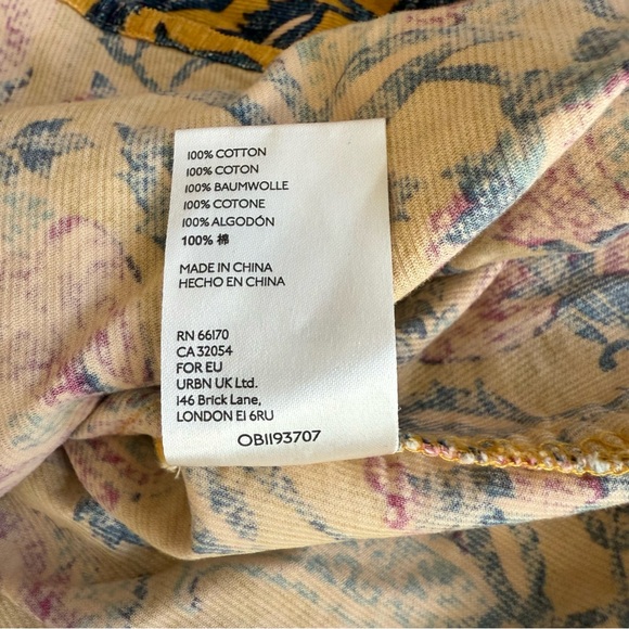 Pilcro Anthropologie Sigourney Corduroy Button-Down Shirt Yellow Floral Sml Boho - Picture 12 of 16